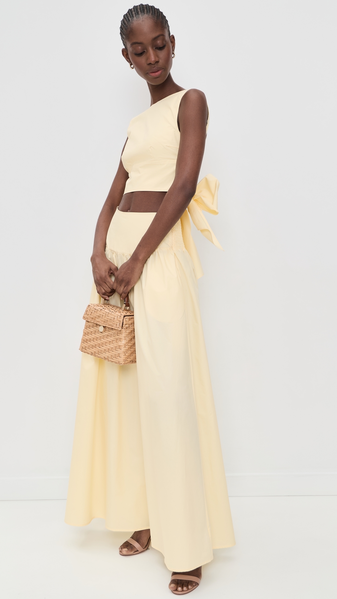 Poplin Open Back Tie Tank Whip Cream