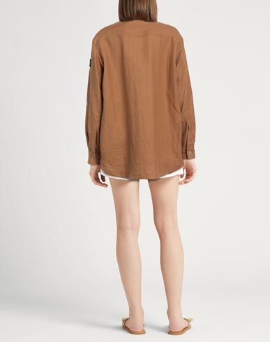 Woman Shirt Camel Size M Cotton, Linen