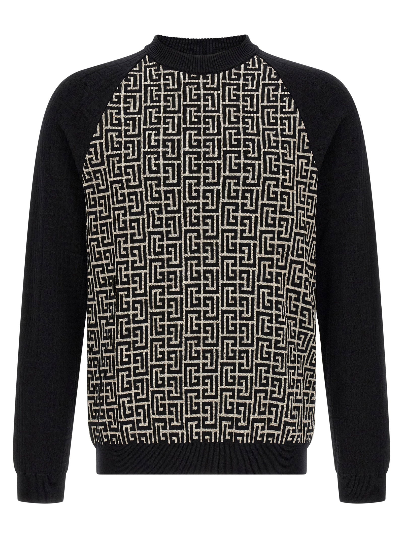 PB Monogram Jacquard Sweater — Black