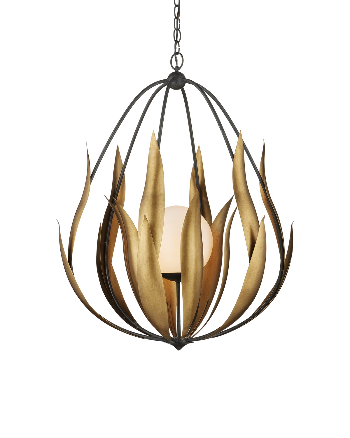 Aged Steel Brass White Chandelier from the Endymion Collection
