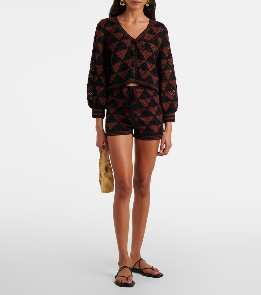 Malia crochet high-rise cotton shorts