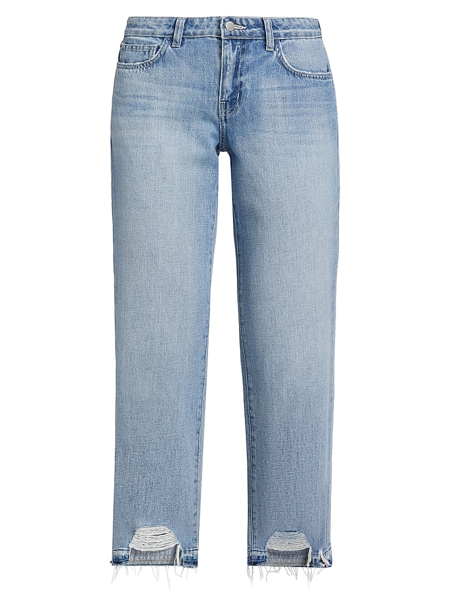 Women's Blaine Distressed Denim Low-Rise Stovepipe Crop Jeans - Albee