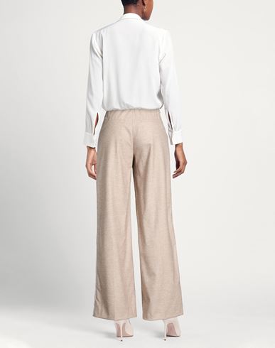 Woman Pants Beige Size 18 Polyester, Viscose, Elastane