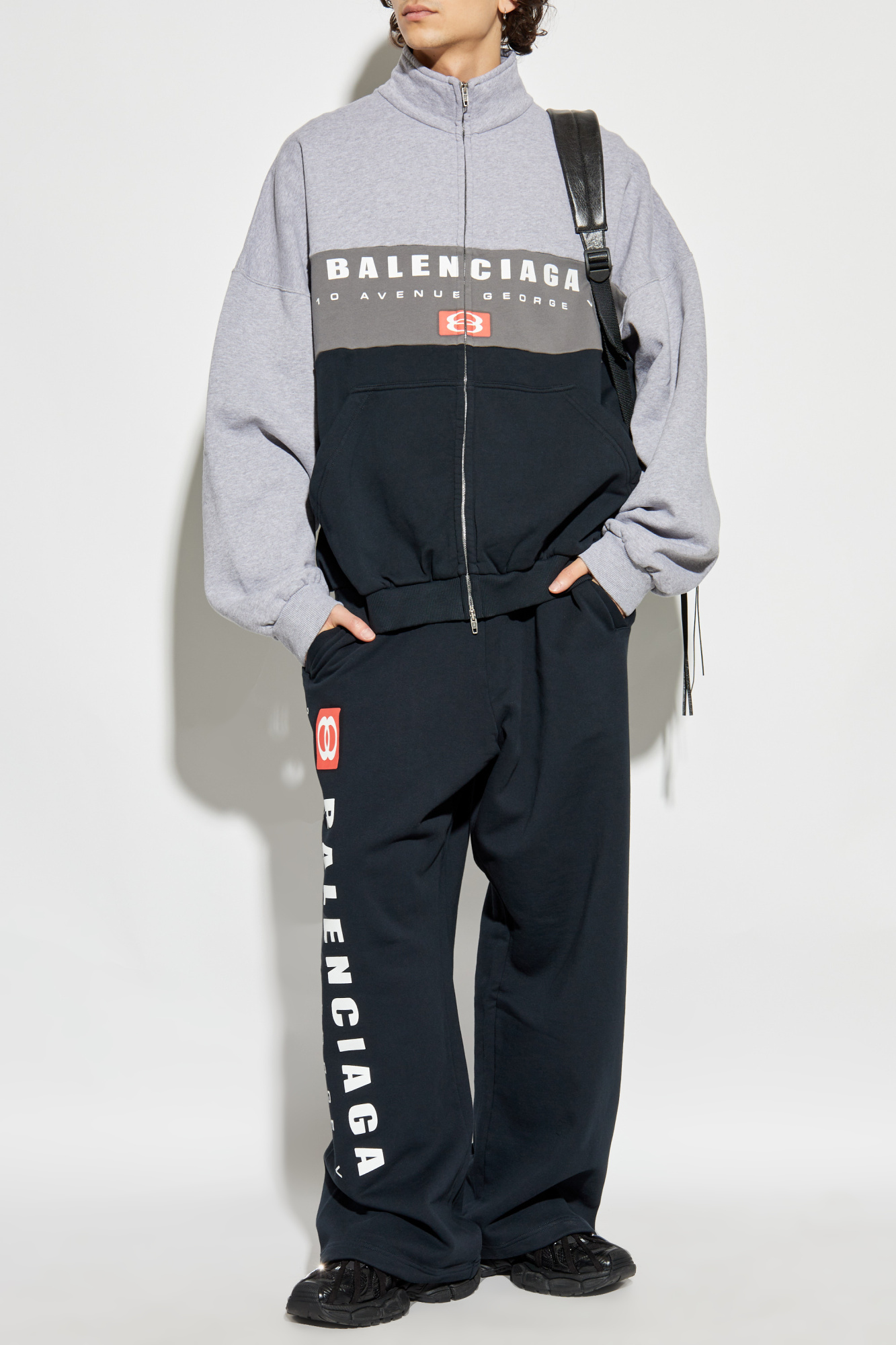 Balenciaga Sweatpants With Printed Logo, Men's, Black