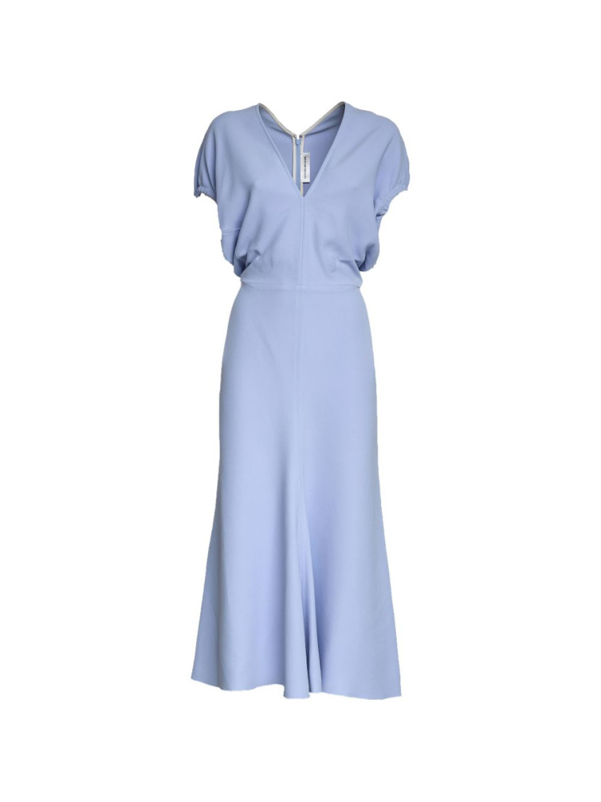 Light Blue V-Neck Midi Dress