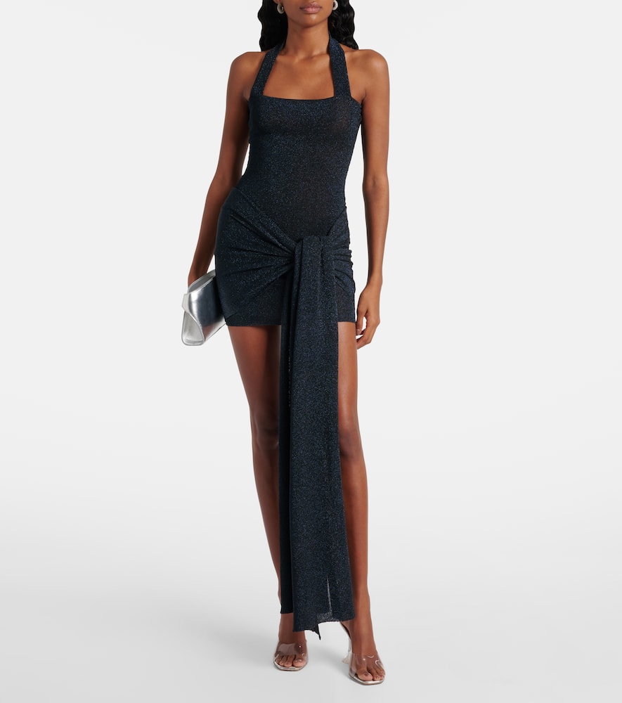 Gathered lamé minidress