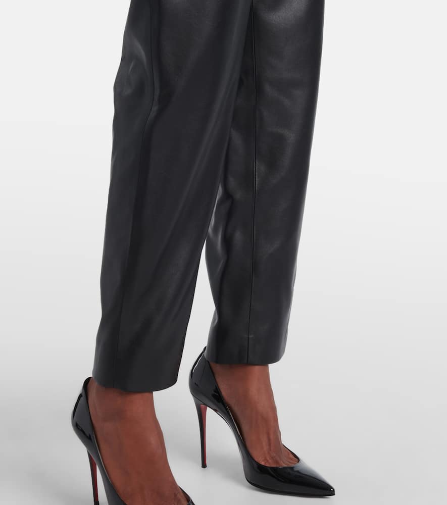 Faux leather tapered pants