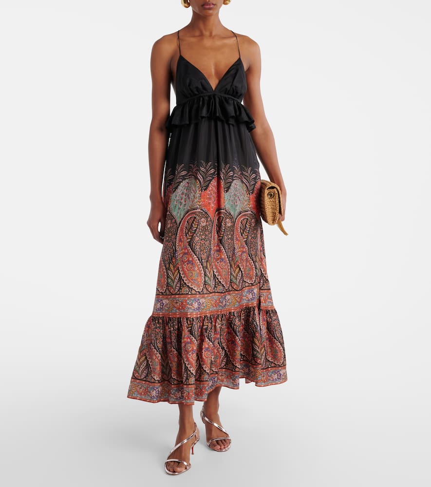 Rhiannon paisley ruffled silk maxi dress