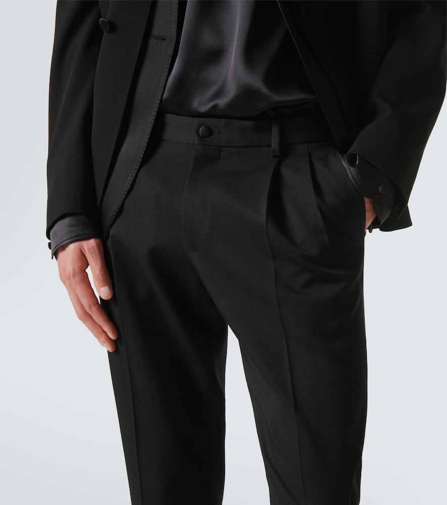 Wool-blend gabardine tuxedo pants