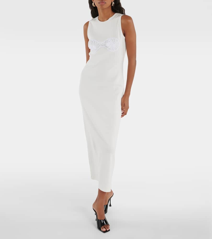 Crochet-trimmed cotton midi dress