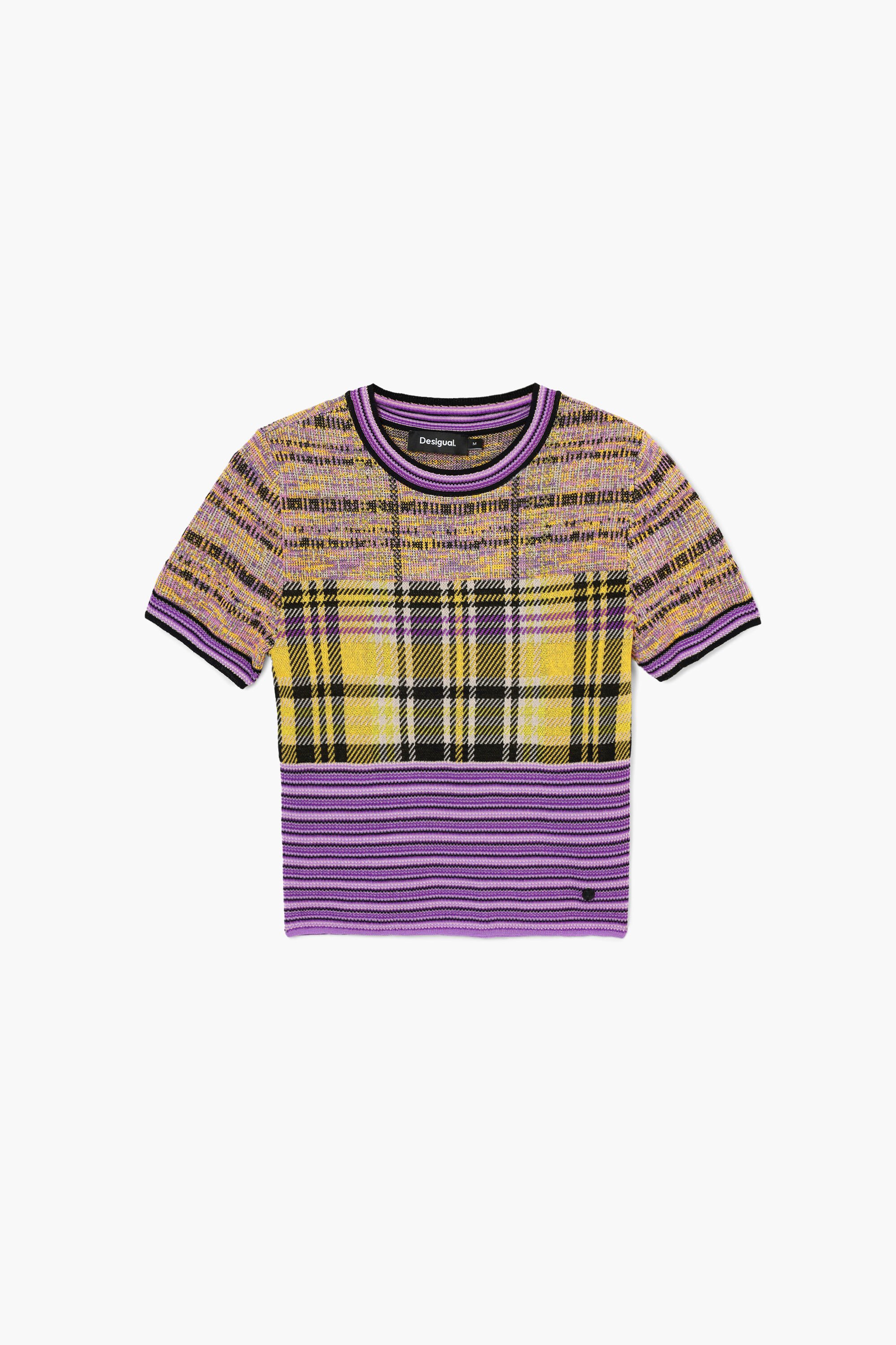 Checkered knit T-shirt