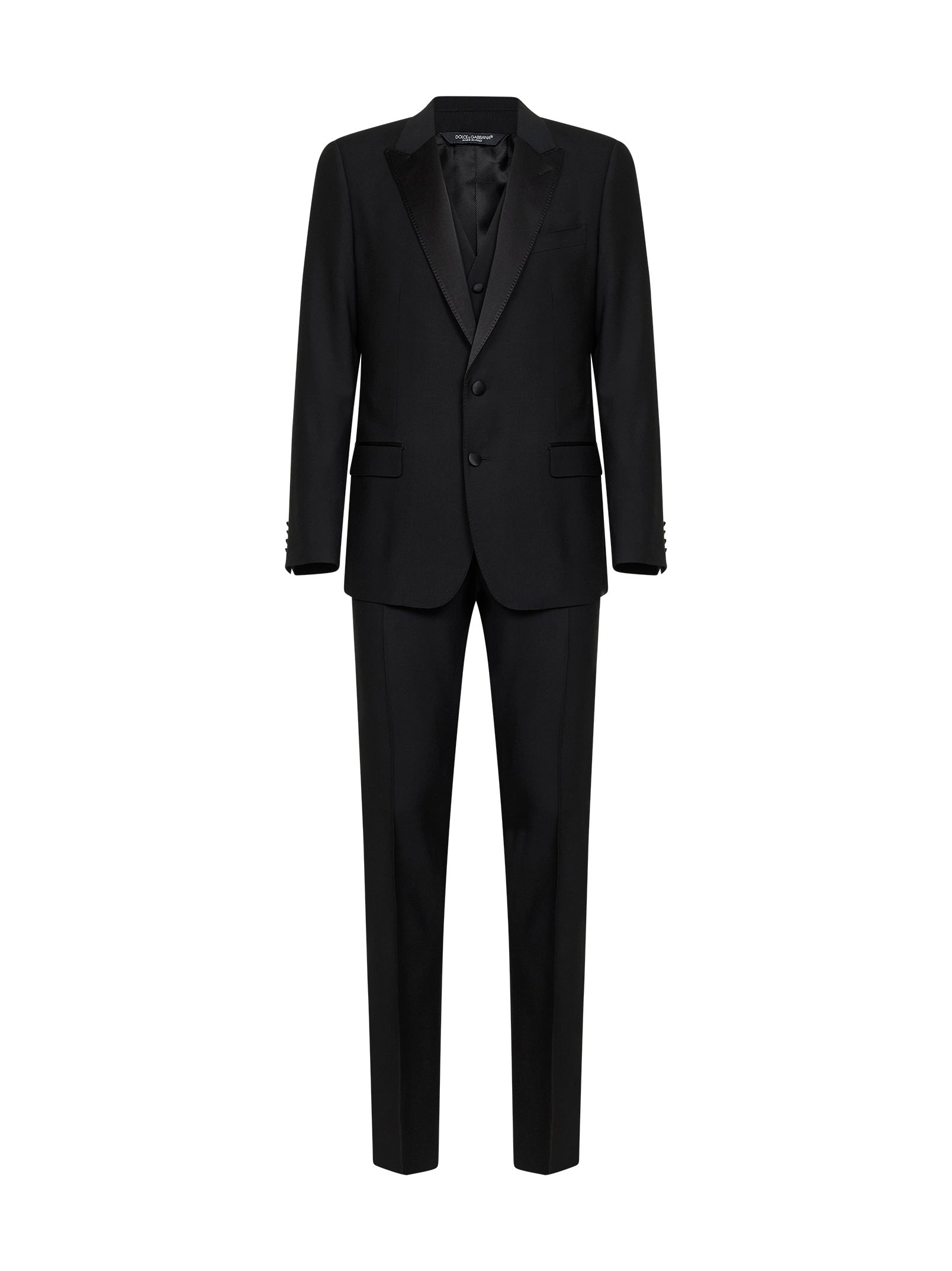 Three-Piece Tuxedo Virgin Wool Suit — Black