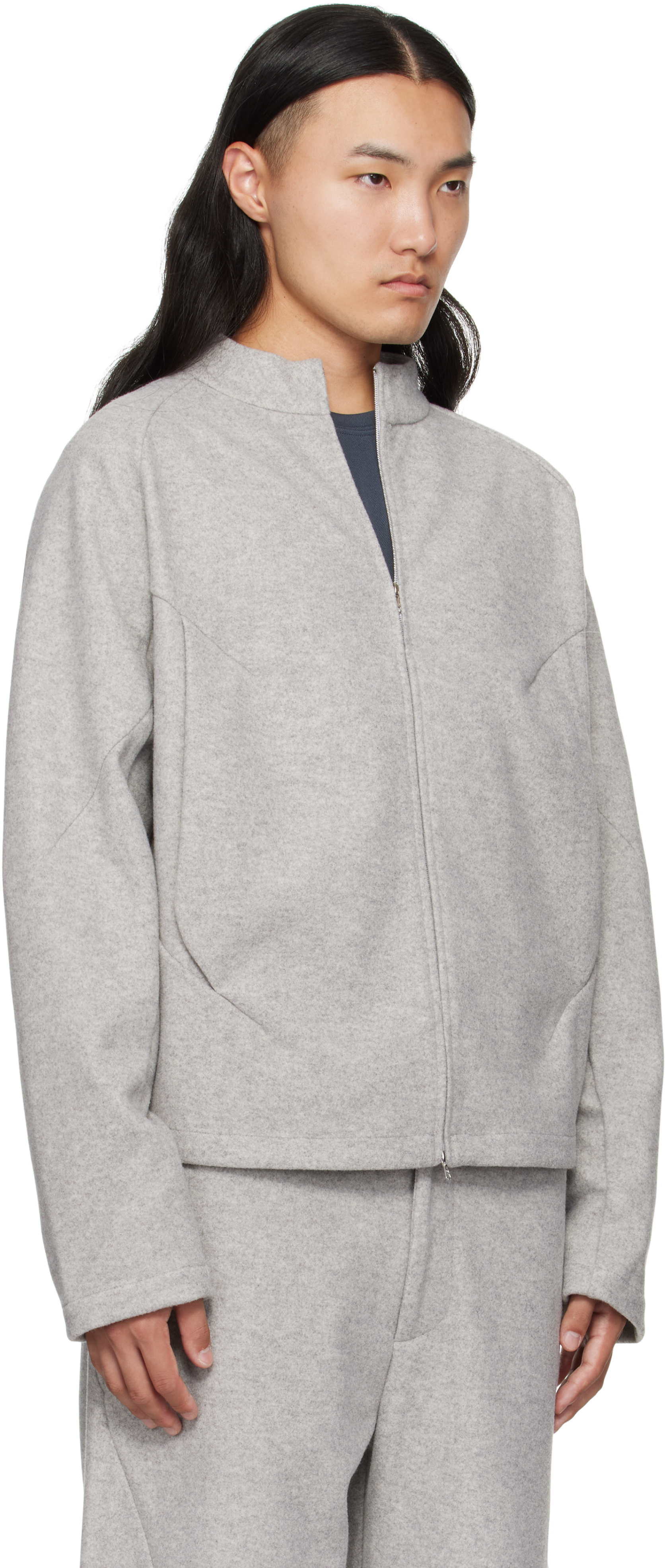 Gray Hybrid Wool Slash Jacket