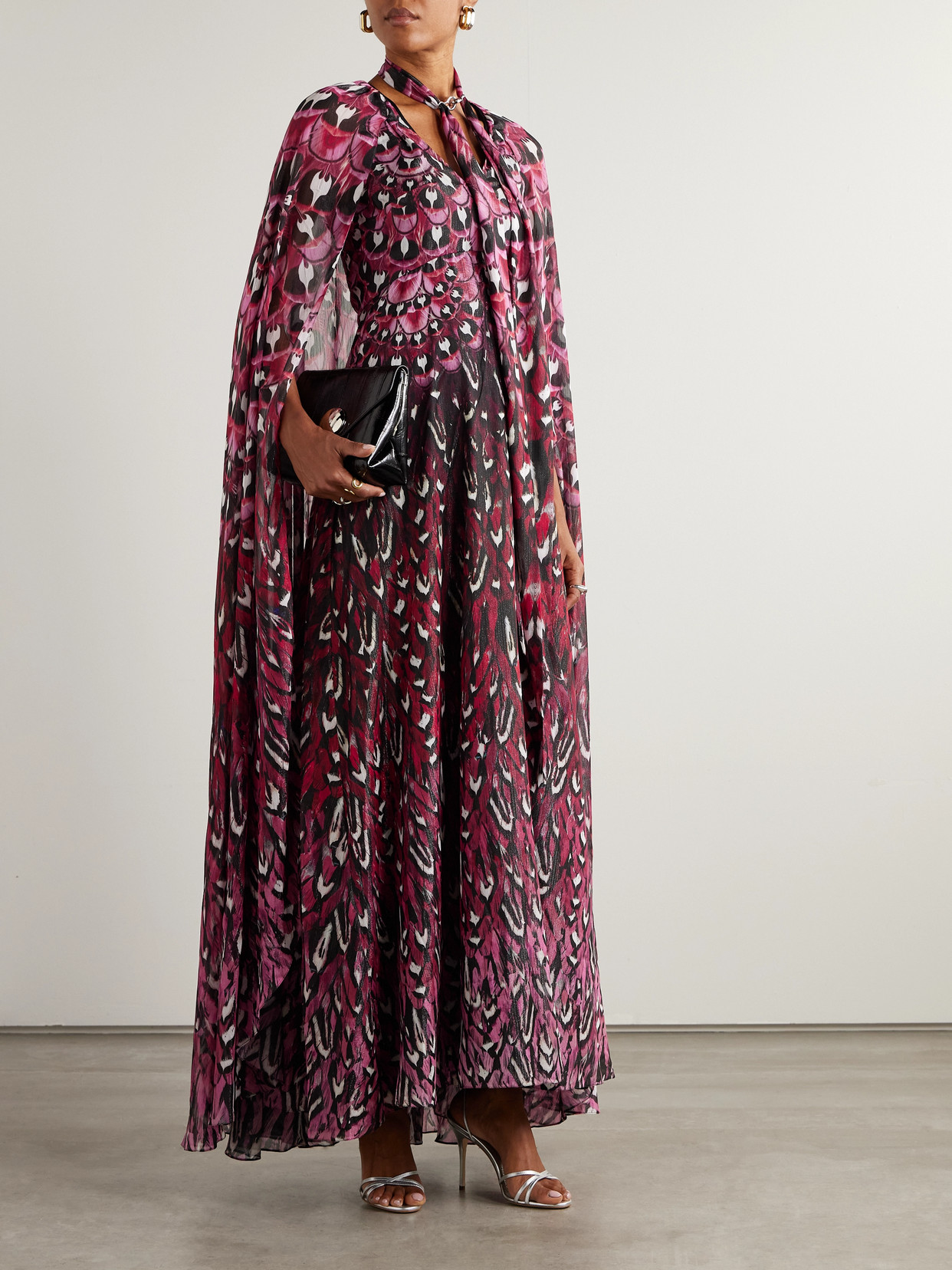 Printed Chiffon Gown - Pink