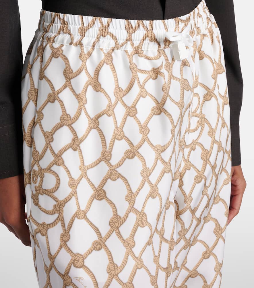 Printed high-rise silk palazzo pants