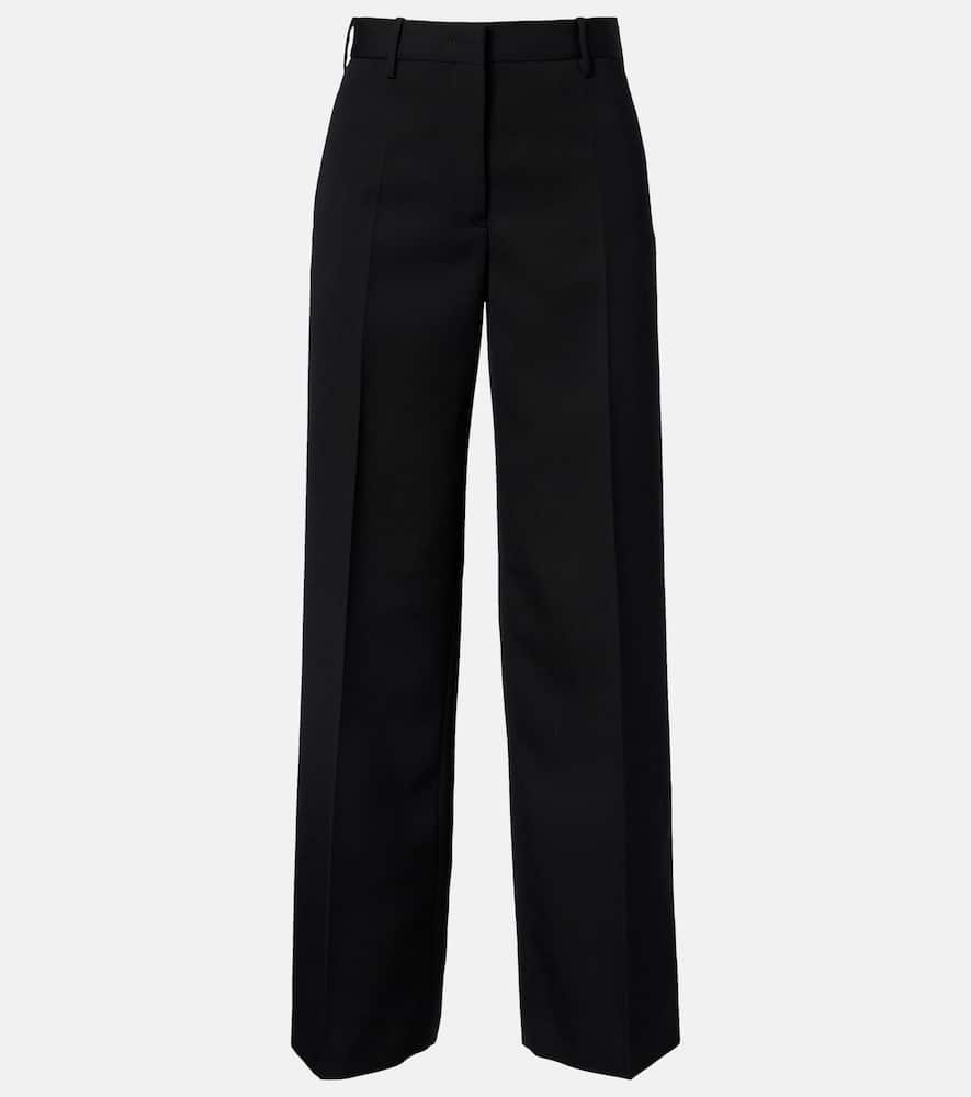 Low-rise wool straight pants