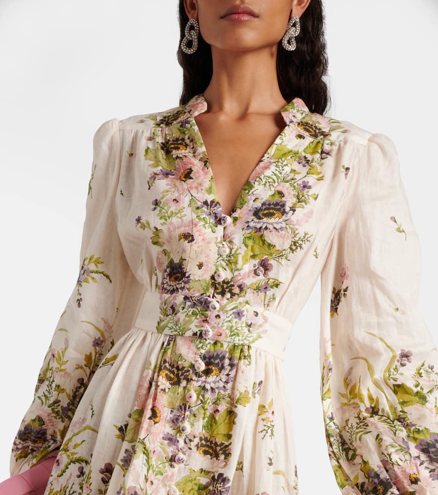 Halliday Plunge floral linen minidress
