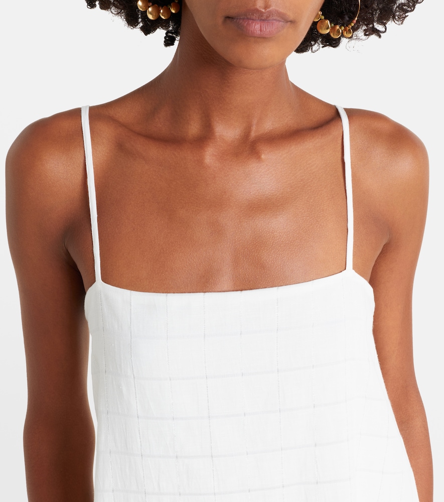 Melfi checked linen and cotton maxi dress