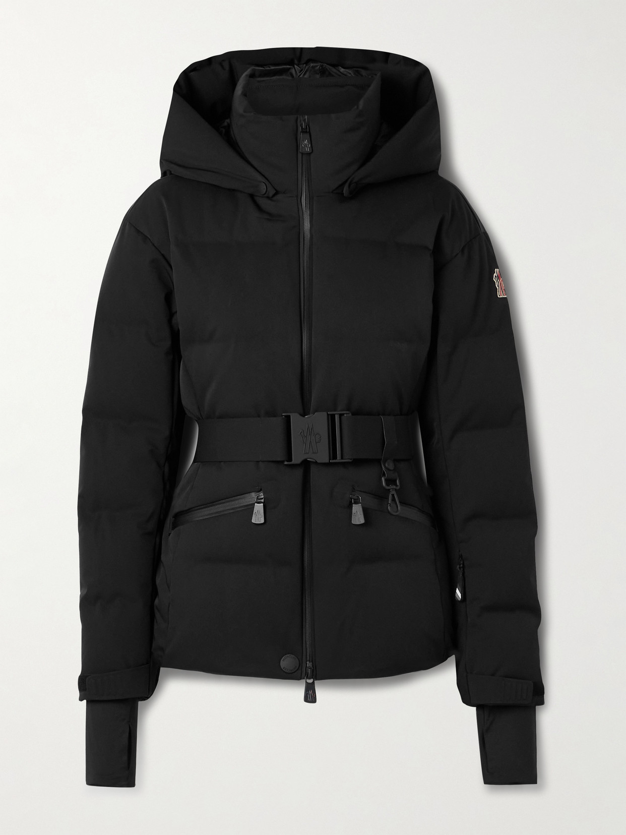 Tolima Hooded Belted Quilted Down Ski Jacket - Black