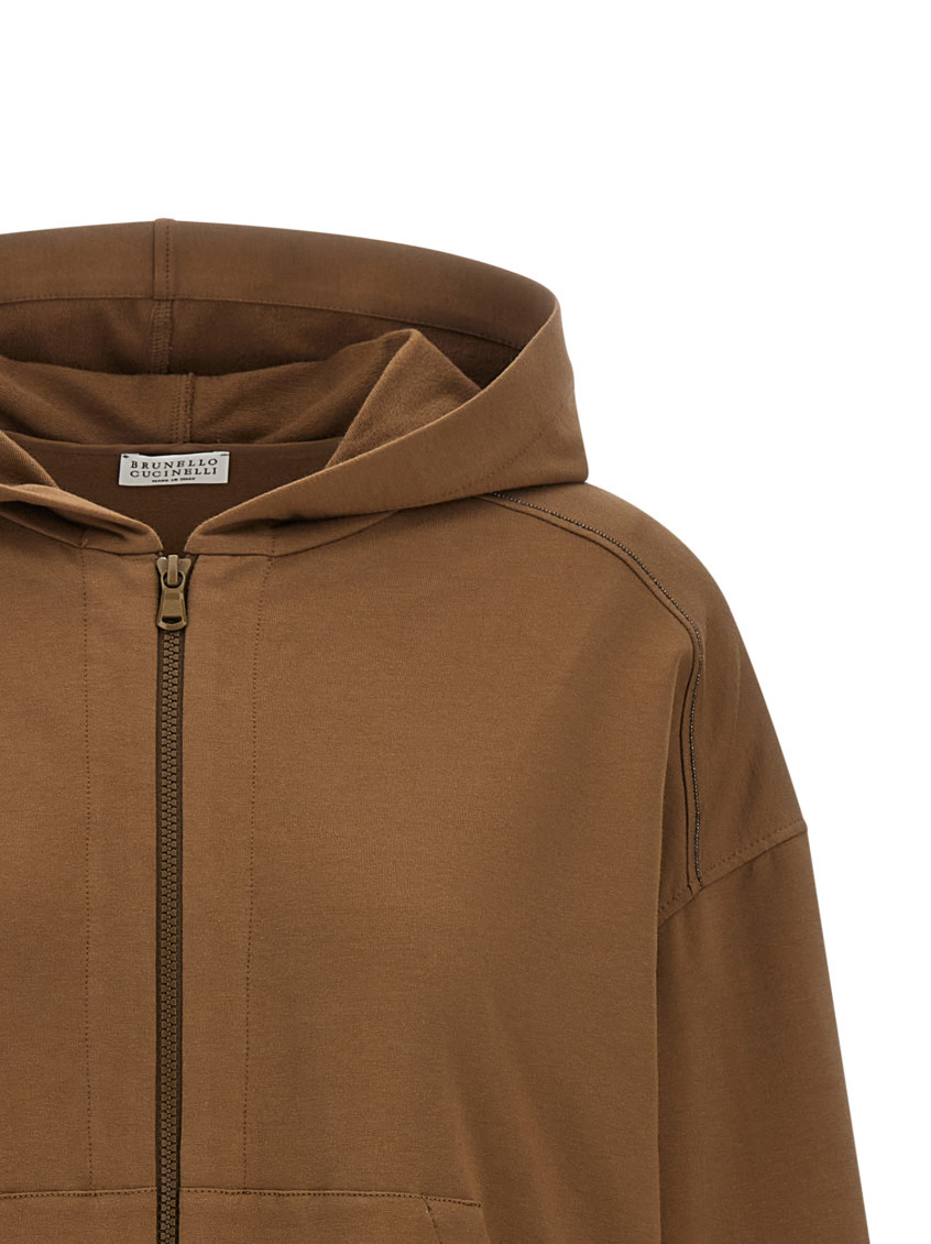 Brown Solid Hood Sweatshirt