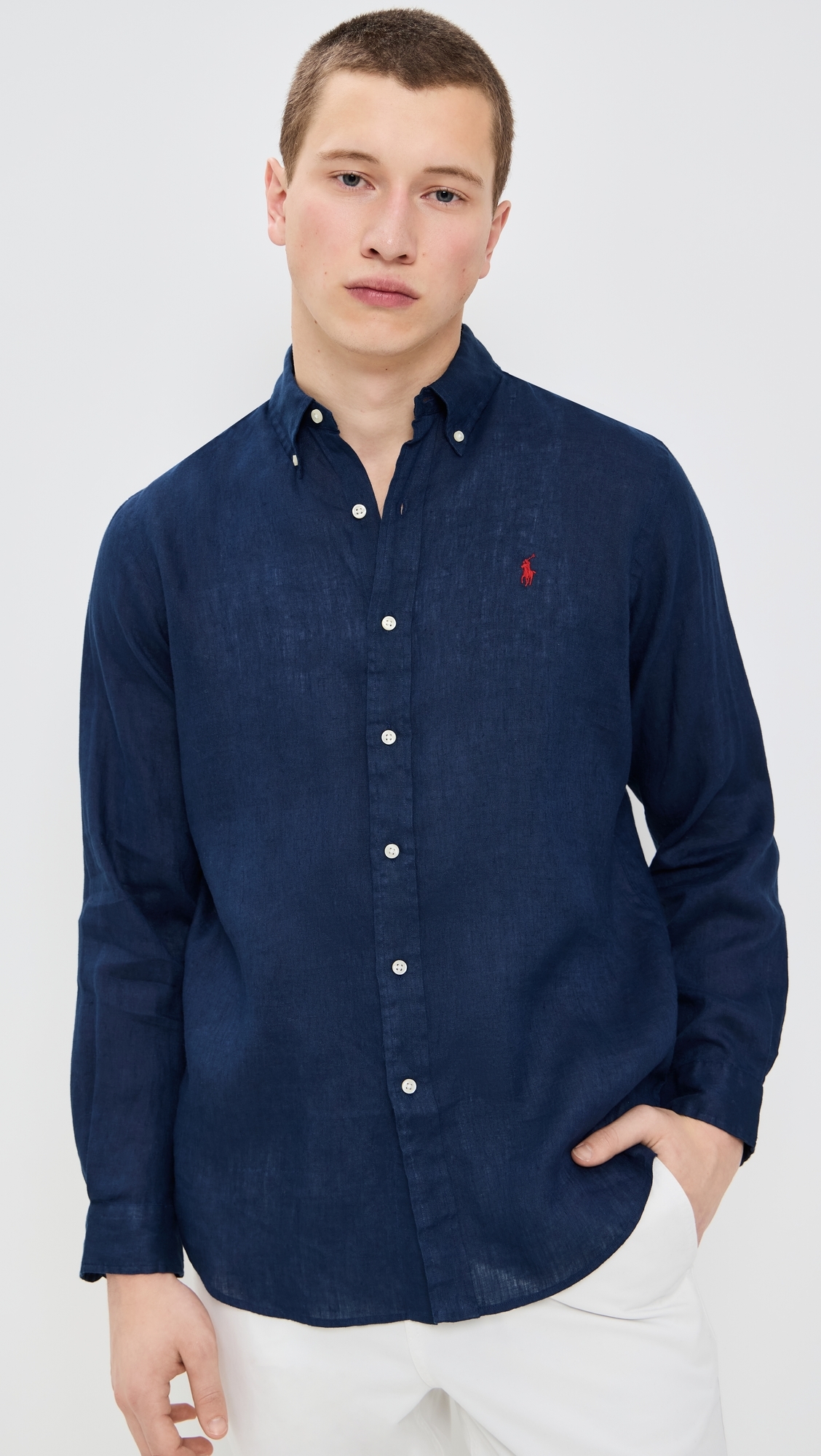 Long Sleeve Linen Shirt Newport Navy