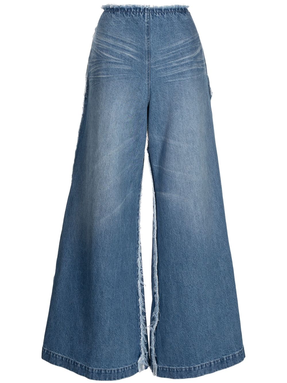 Logo-patch cotton flared jeans - Blue