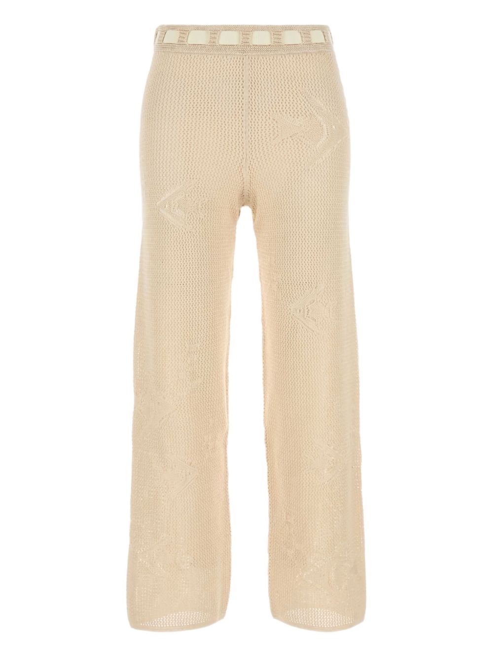 Crochet-detail trousers - Neutrals