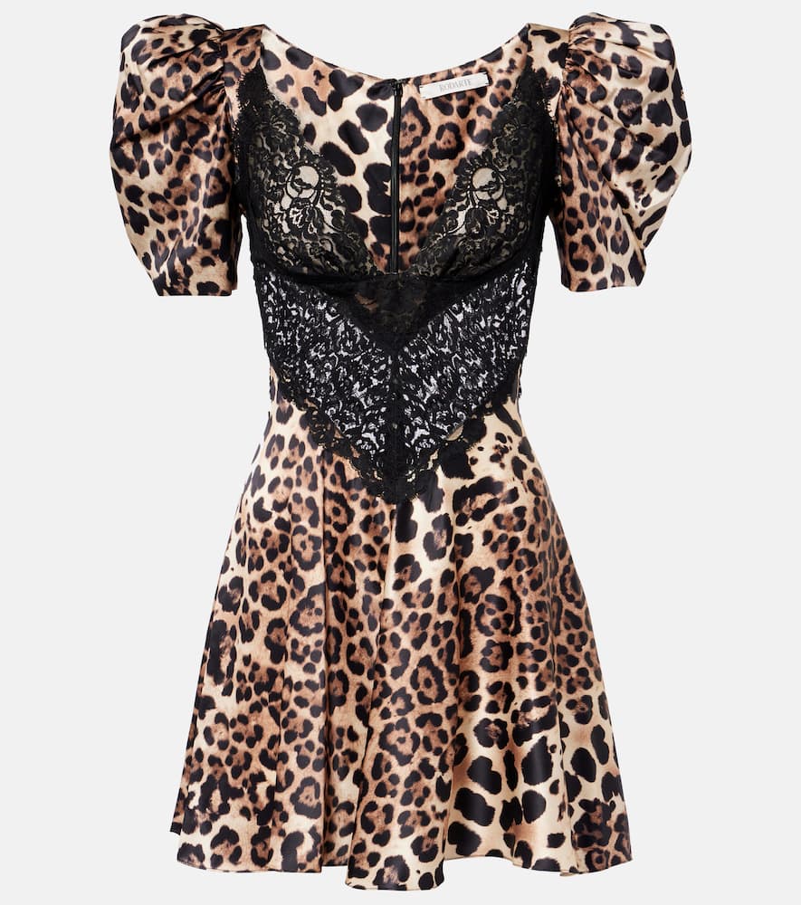 Leopard-print silk satin minidress
