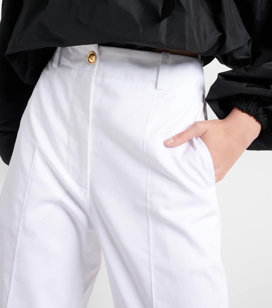 Mid-rise cotton wide-leg pants