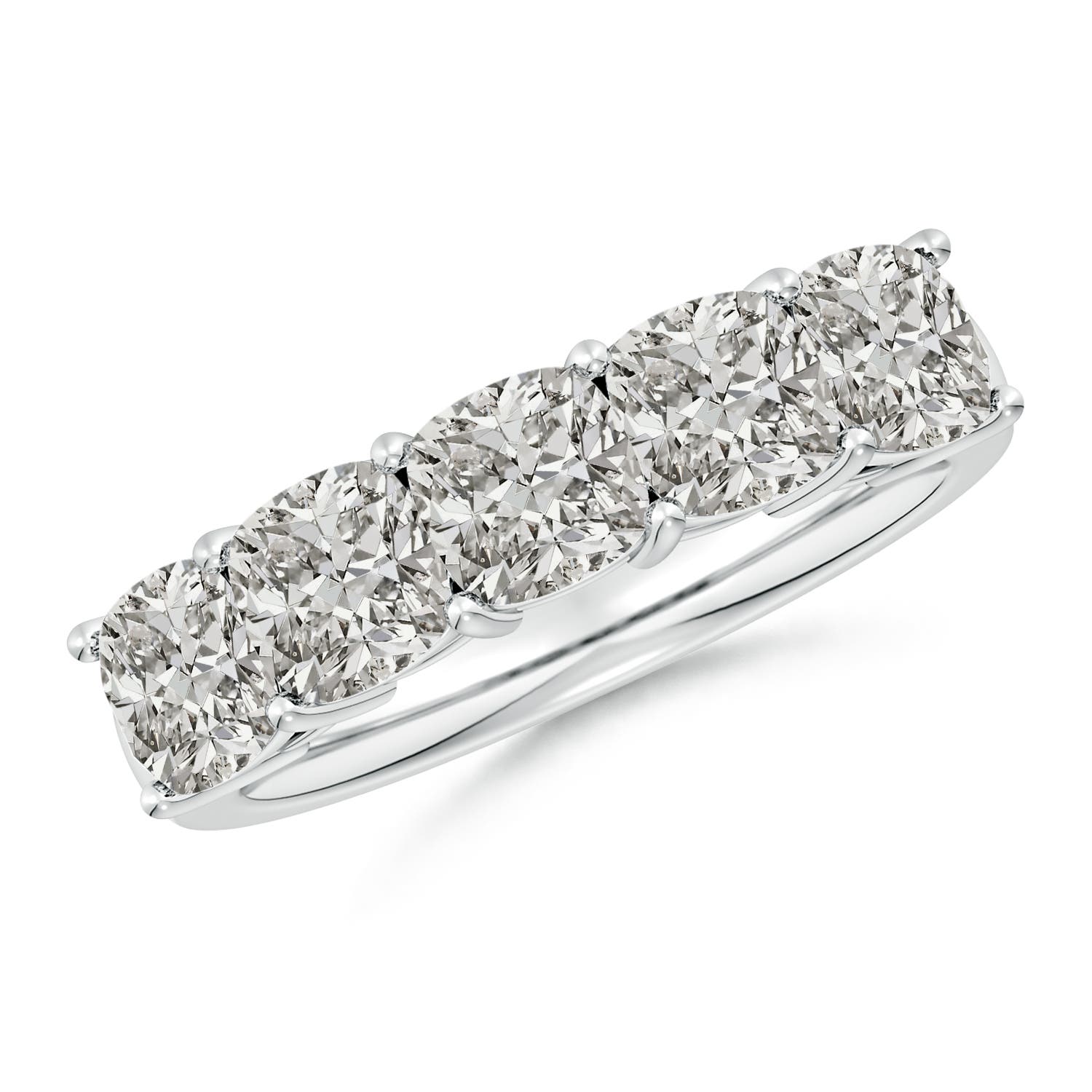 Angara 3.45 Carats Prong-Set Cushion Diamond Five Stone Wedding Ring in Platinum
