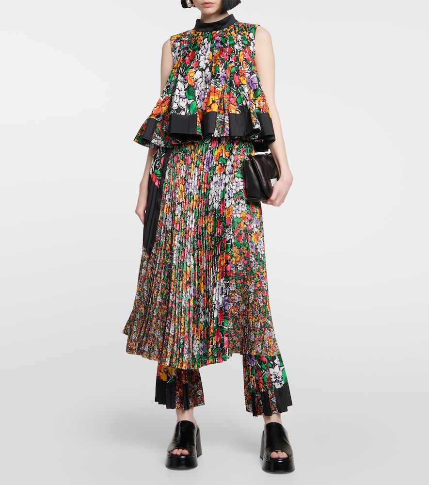 High-rise floral midi skirt