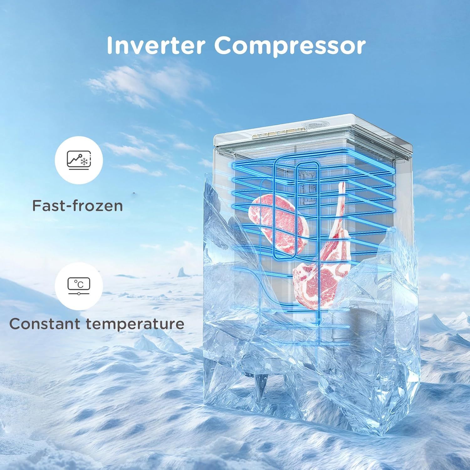 Living And Home 143L Chest Freezer With Digital Temperature Control Fridge&freezer Convertion In White