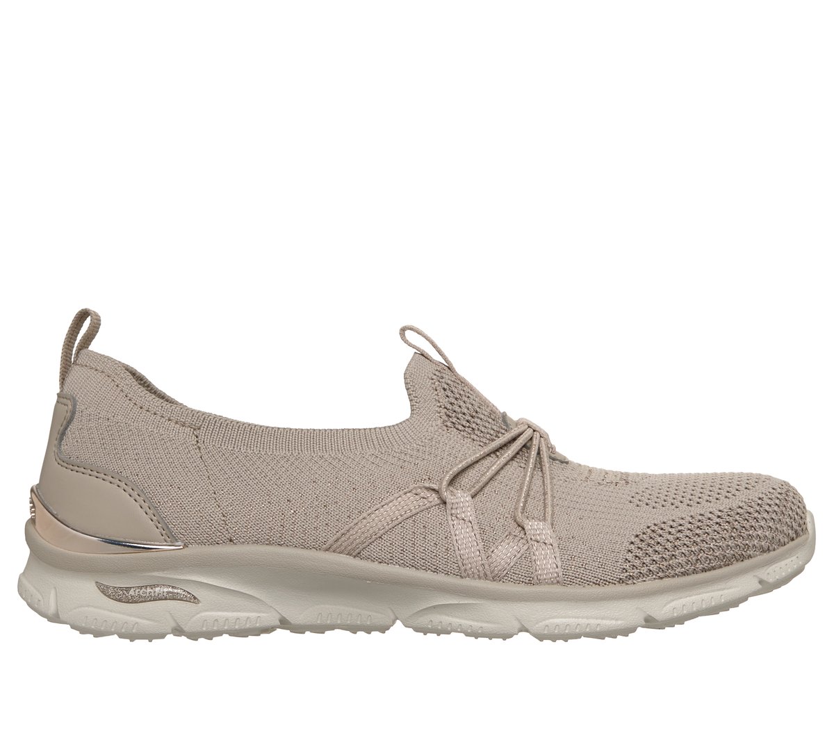 Skechers Women's Arch Fit Sunny - Flutter Step Slip-On Shoes in Black/Rose Gold, 10, Vegan, Machine Washable