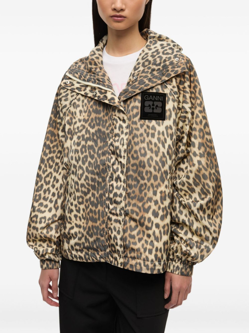 Leopard-print Hooded Jacket