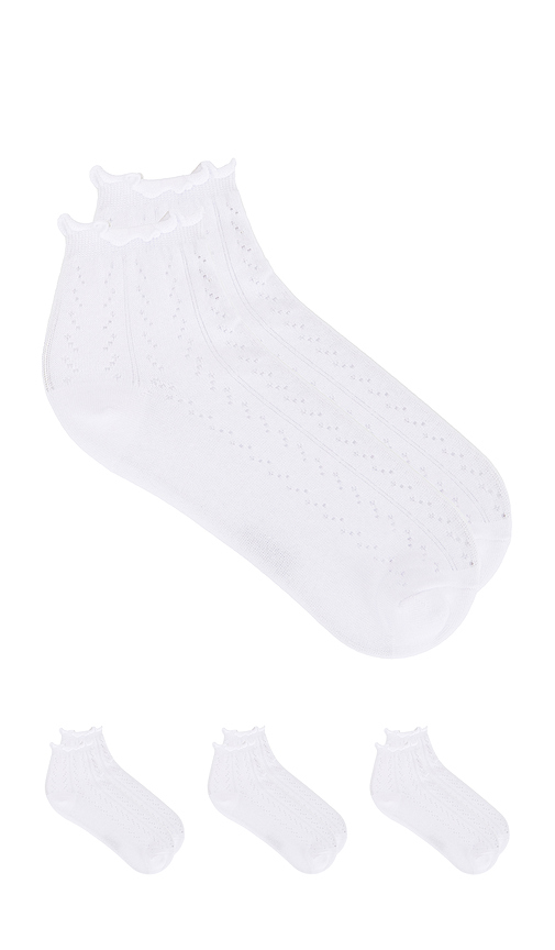 Stems 3-pack Pointelle Mid Crew Socks in White