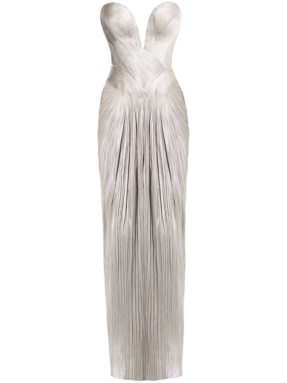 Bustier front-slit gown - Silver
