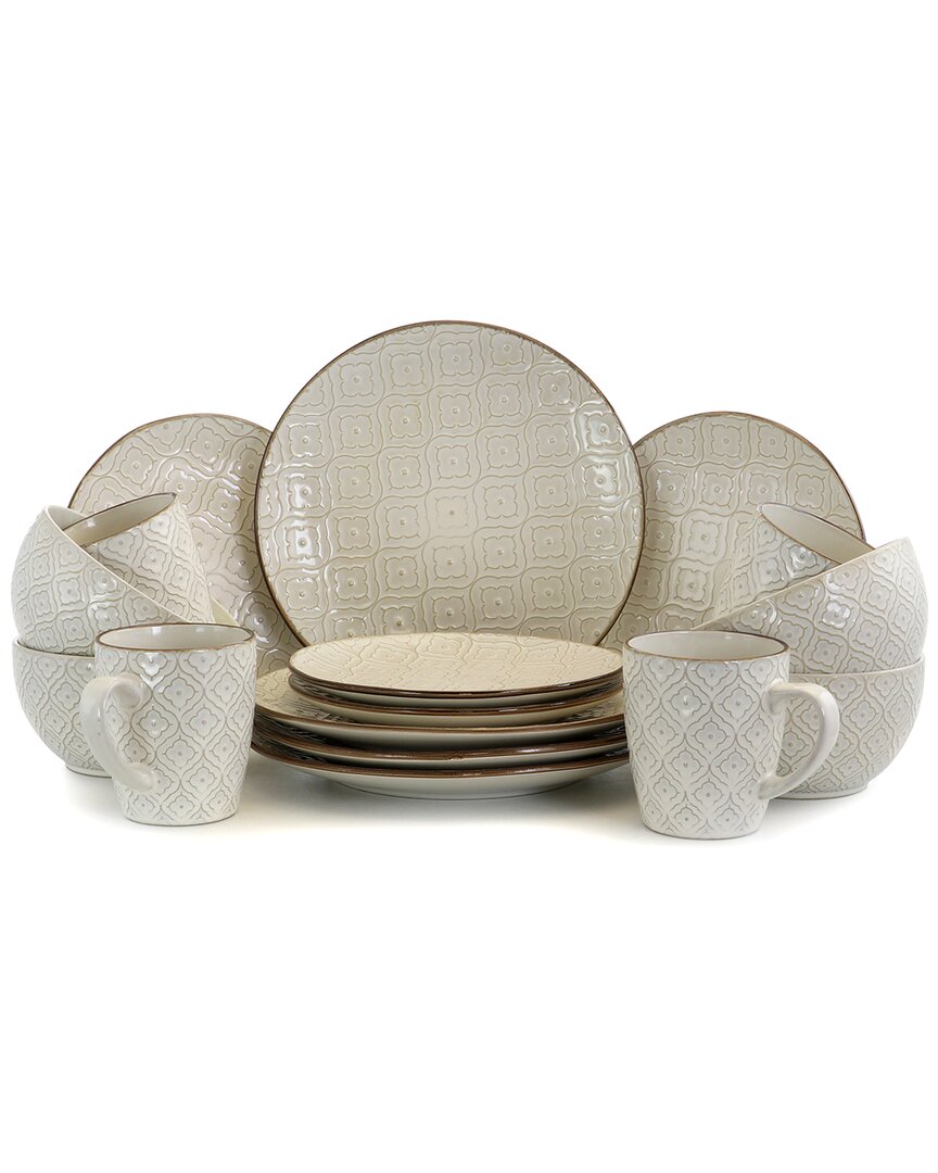 Lily 16pc 3-Tier Stoneware Dinnerware Set