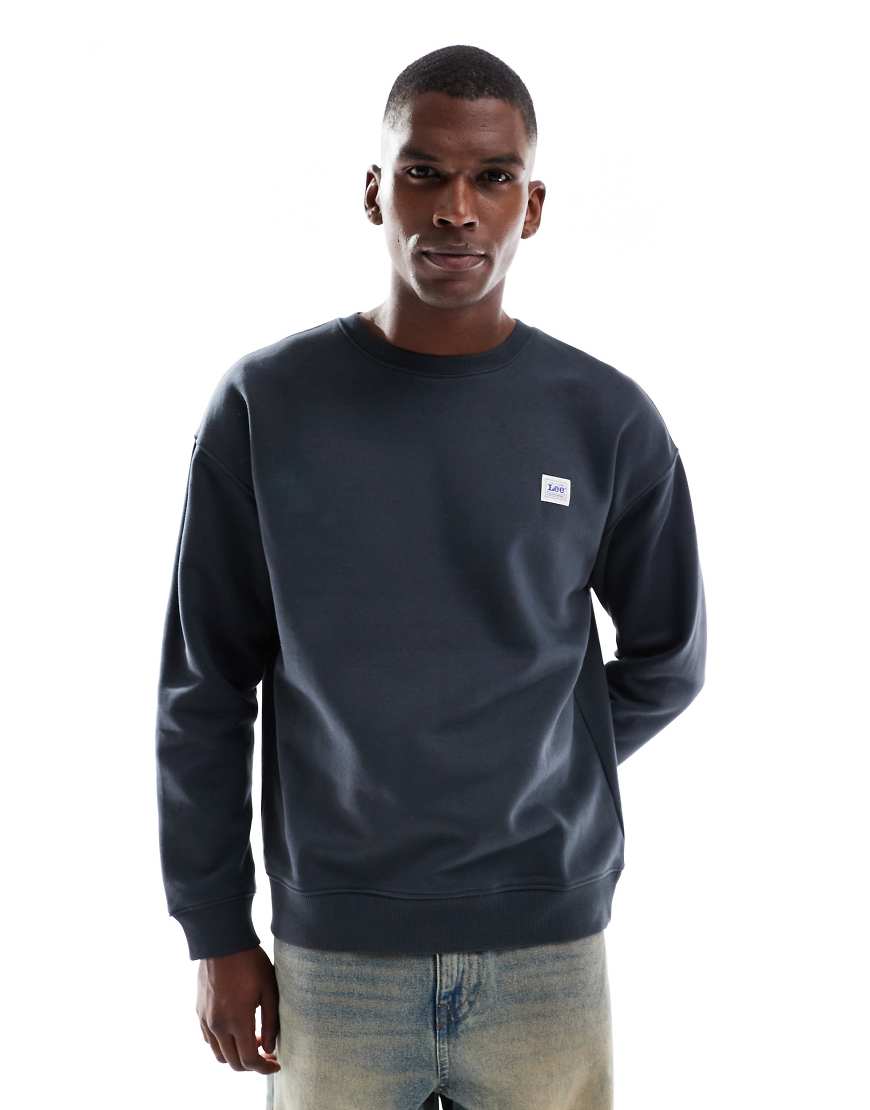 Workwear label sweatshirt in washed black