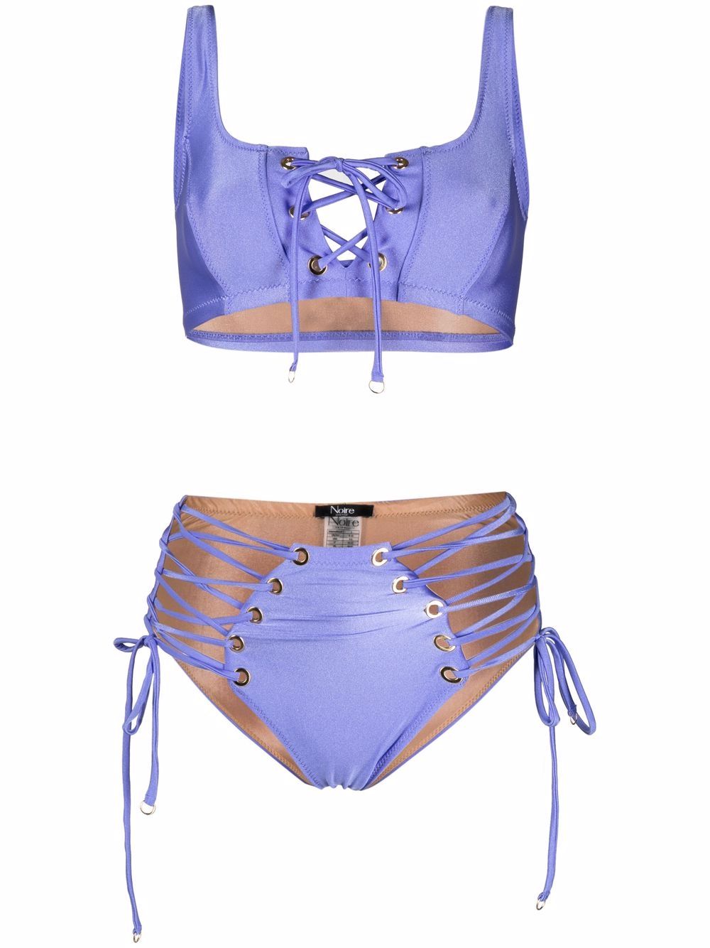 Lace-up two-piece bikini - Purple