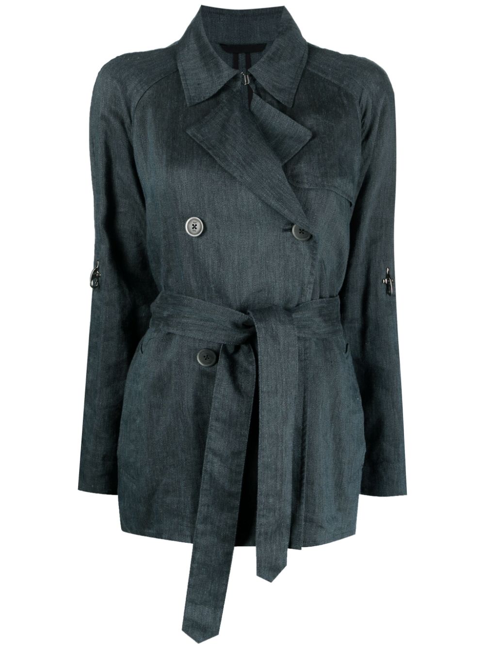 Lobster-claw double-breasted coat - Blue