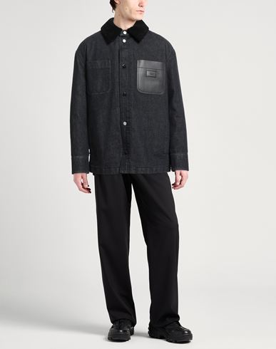 Man Denim outerwear Blue Size 38 Cotton, Shearling