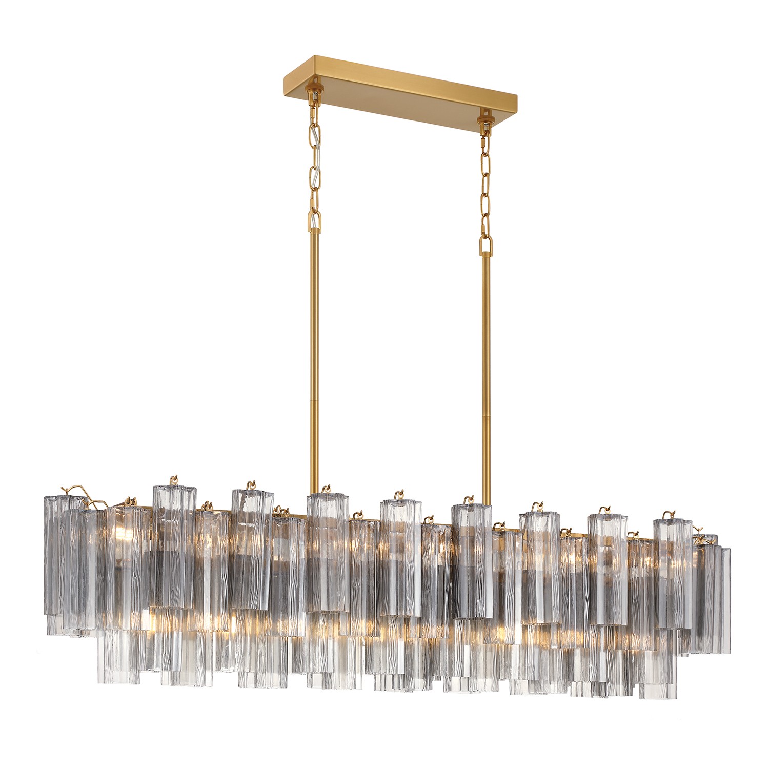 Aged Brass Linear Chandelier from the Addis Collection