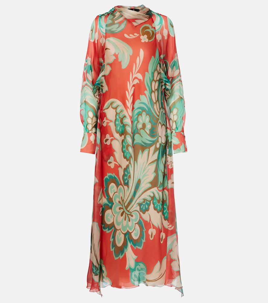 Printed silk maxi dress