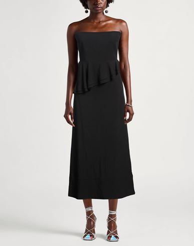Woman Maxi dress Black Size 8 Viscose, Linen