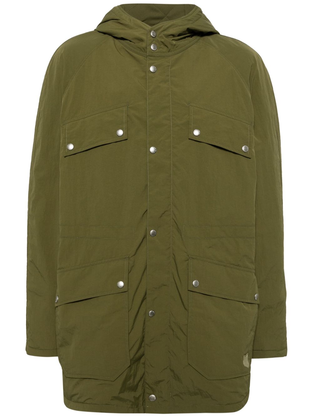 Fox-appliqué hooded parka - Green