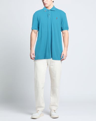 Man Polo shirt Turquoise Size 3XL Cotton, Elastane