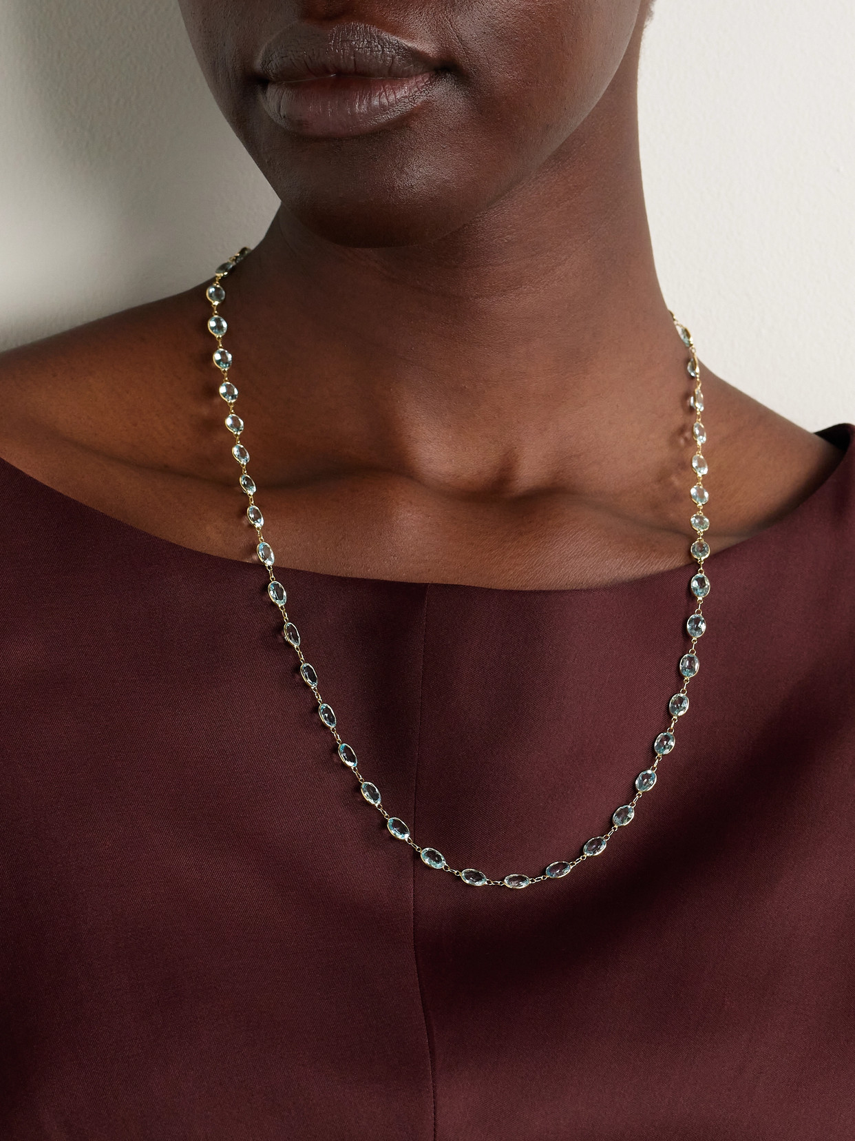 Chakra Gold Aquamarine Necklace - One size