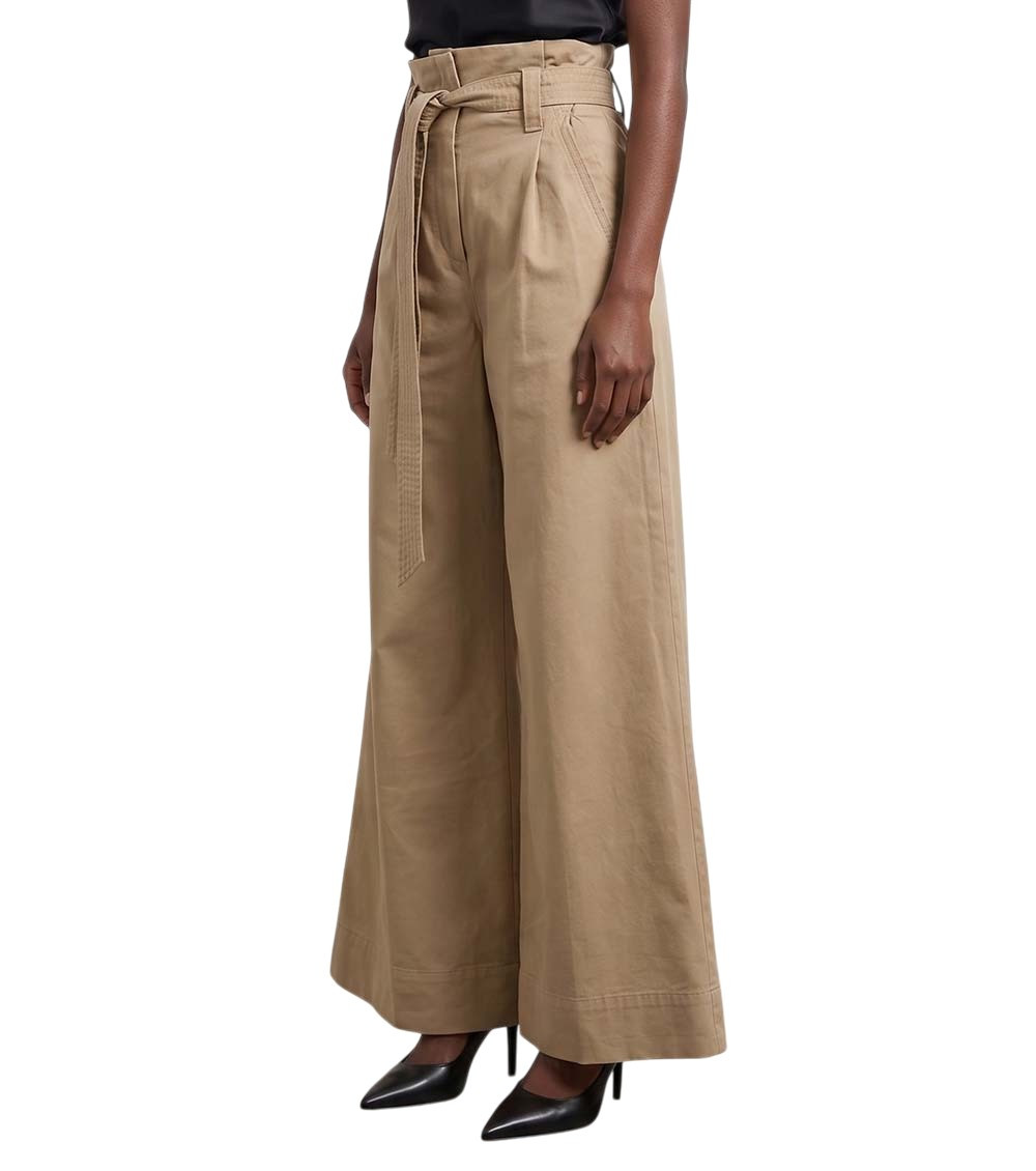 Beige Relaxed Pleated Pants