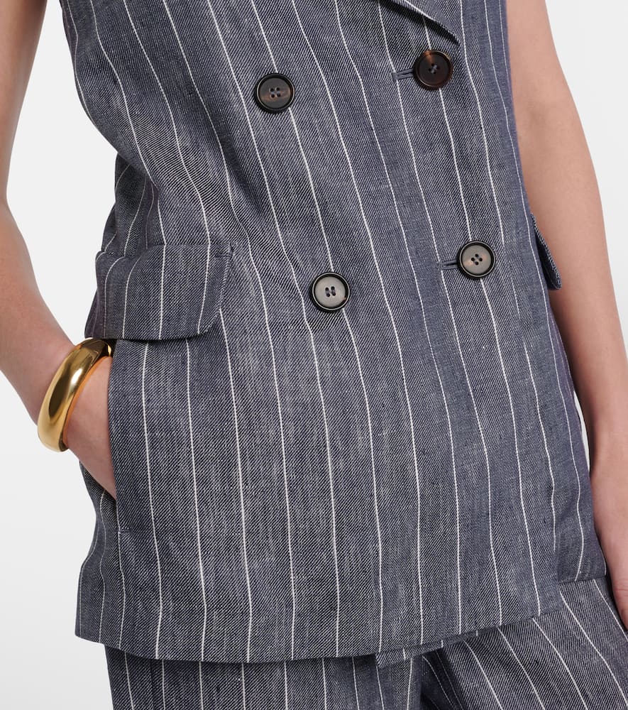 Ballo pinstripe double-breasted linen vest