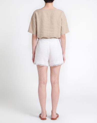 Woman Shorts & Bermuda Shorts White Size M Linen